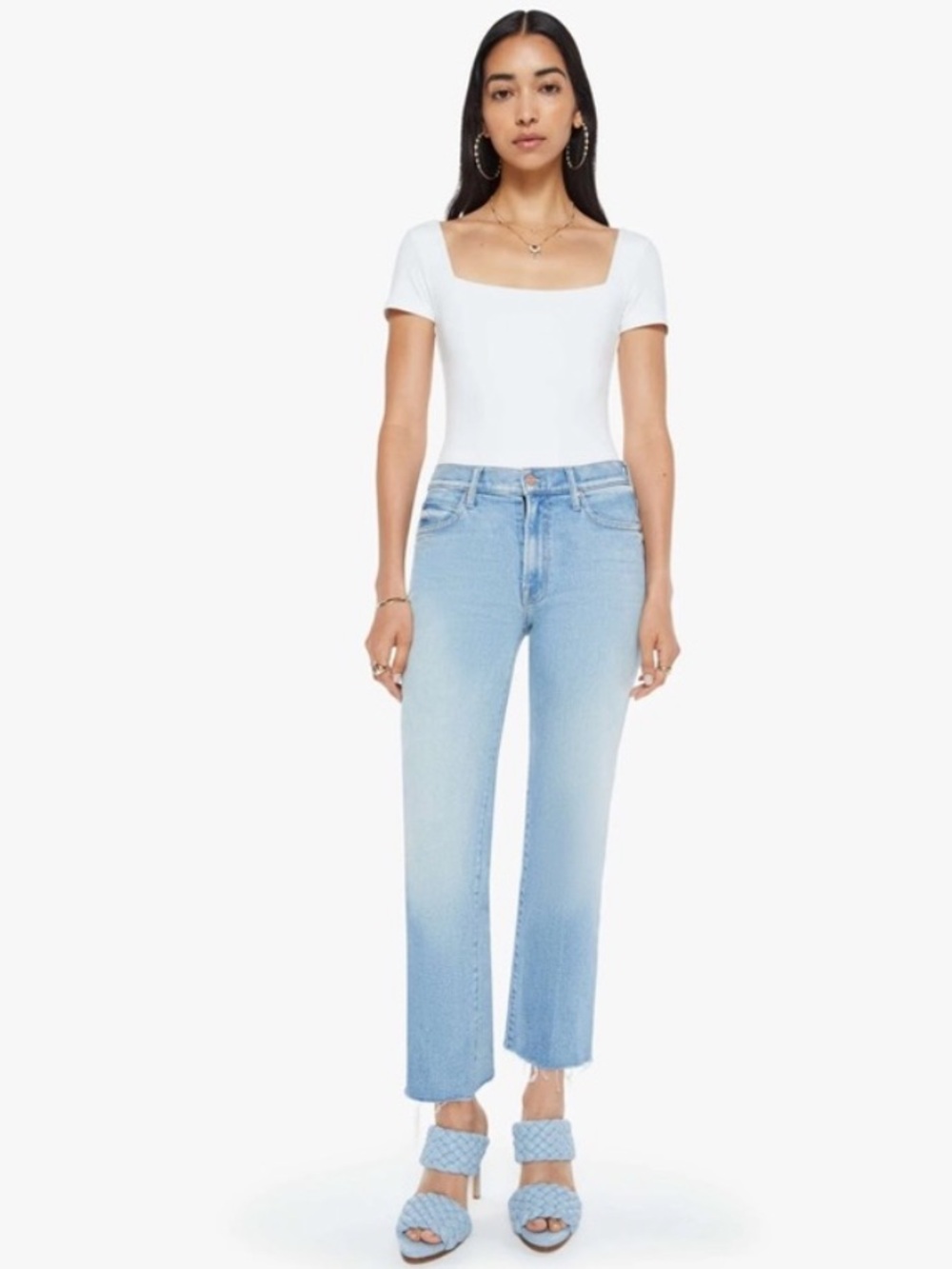Mother Jeans The Kick It Ankle Fray in Can You Dig It